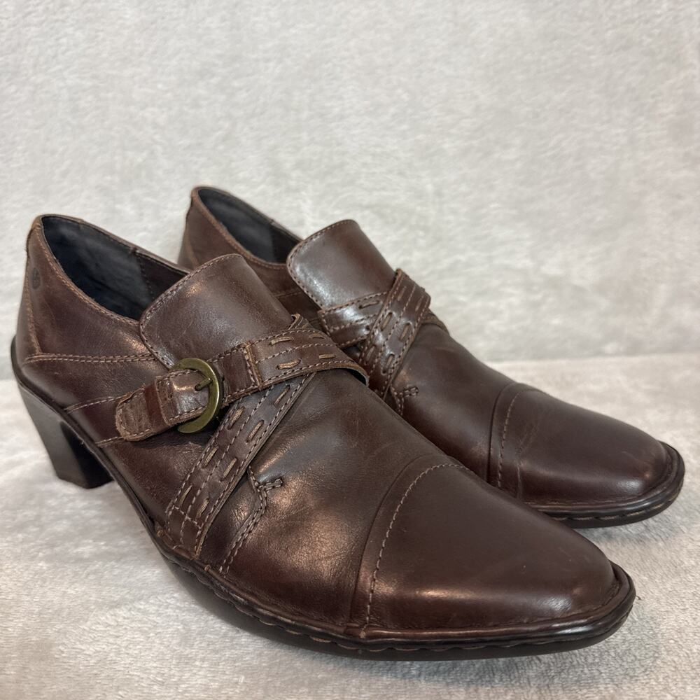 Josef Seibel heels Brown Leather Western Buckle Cowgirl Toe Cap Shoes 40 9